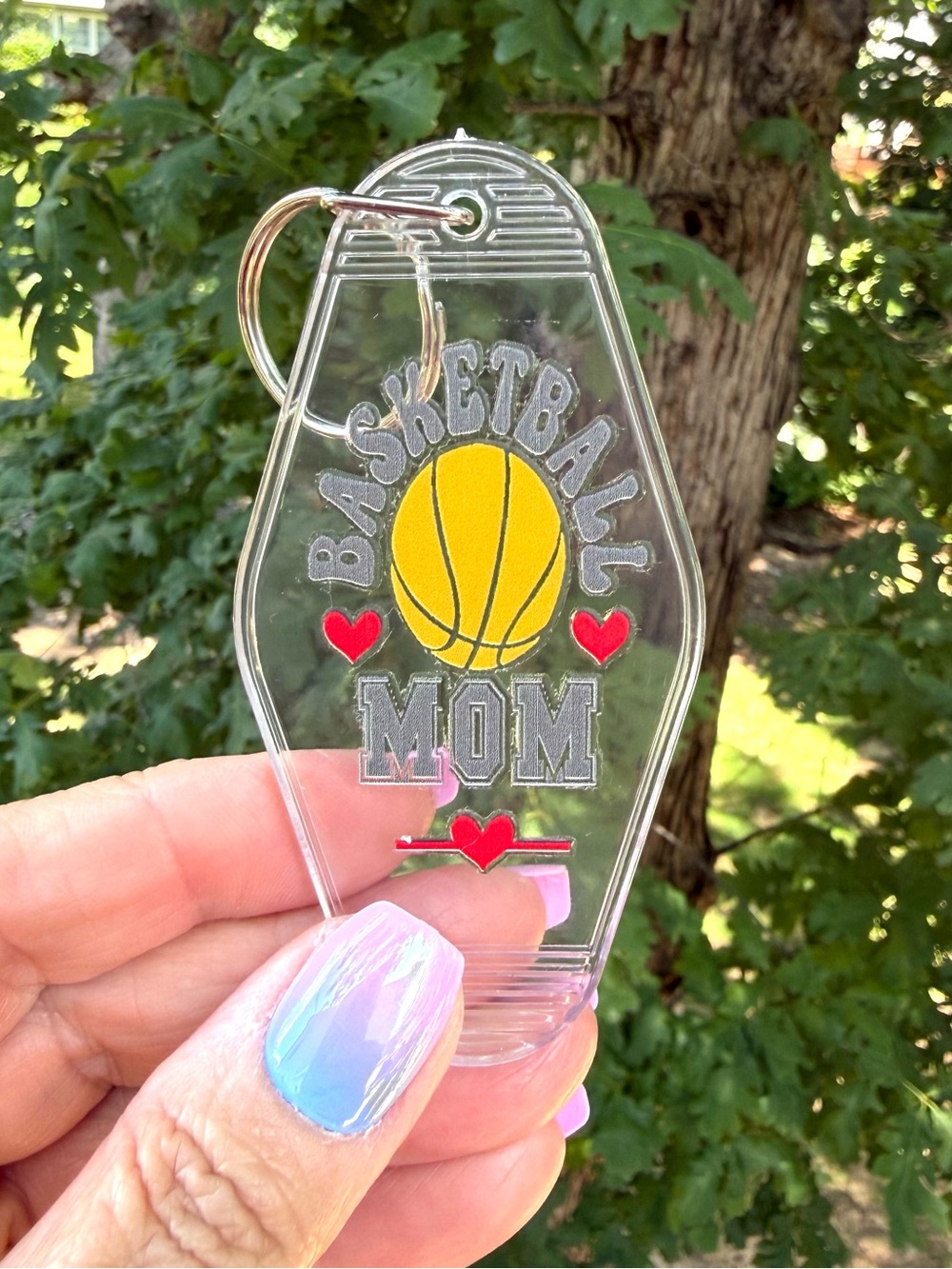 Vintage style motel key 3.5” keychain Basketball Mom gift idea